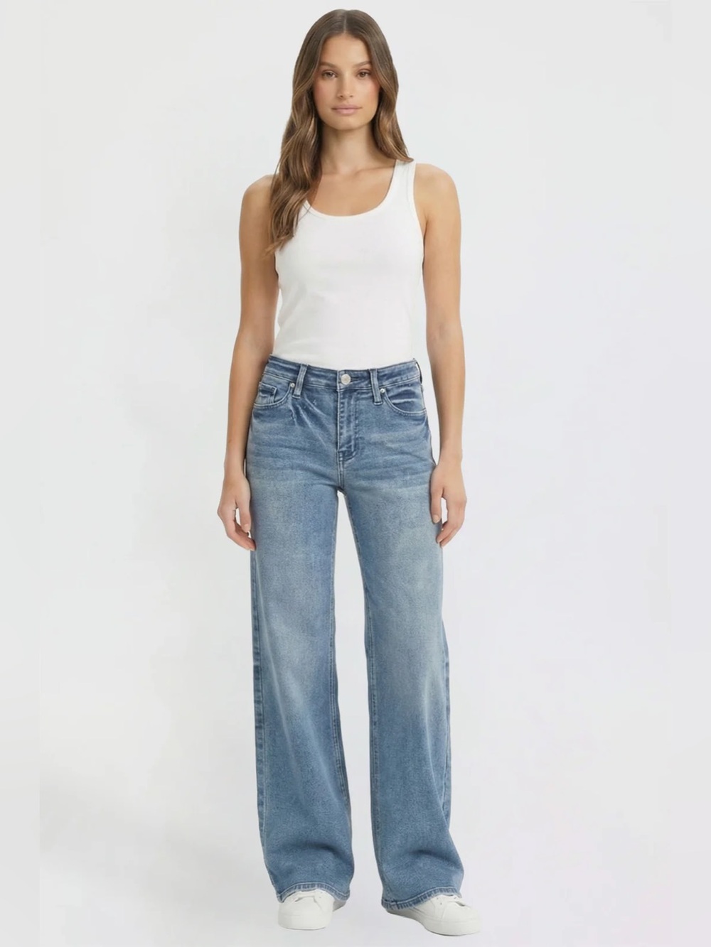 YMI Luxe Bella Wide-Leg Mid-Rise Jeans